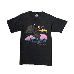 90s Vintage Key West Sunset T-shirt Single Stitch Palm Tree Beach Florida Boat.